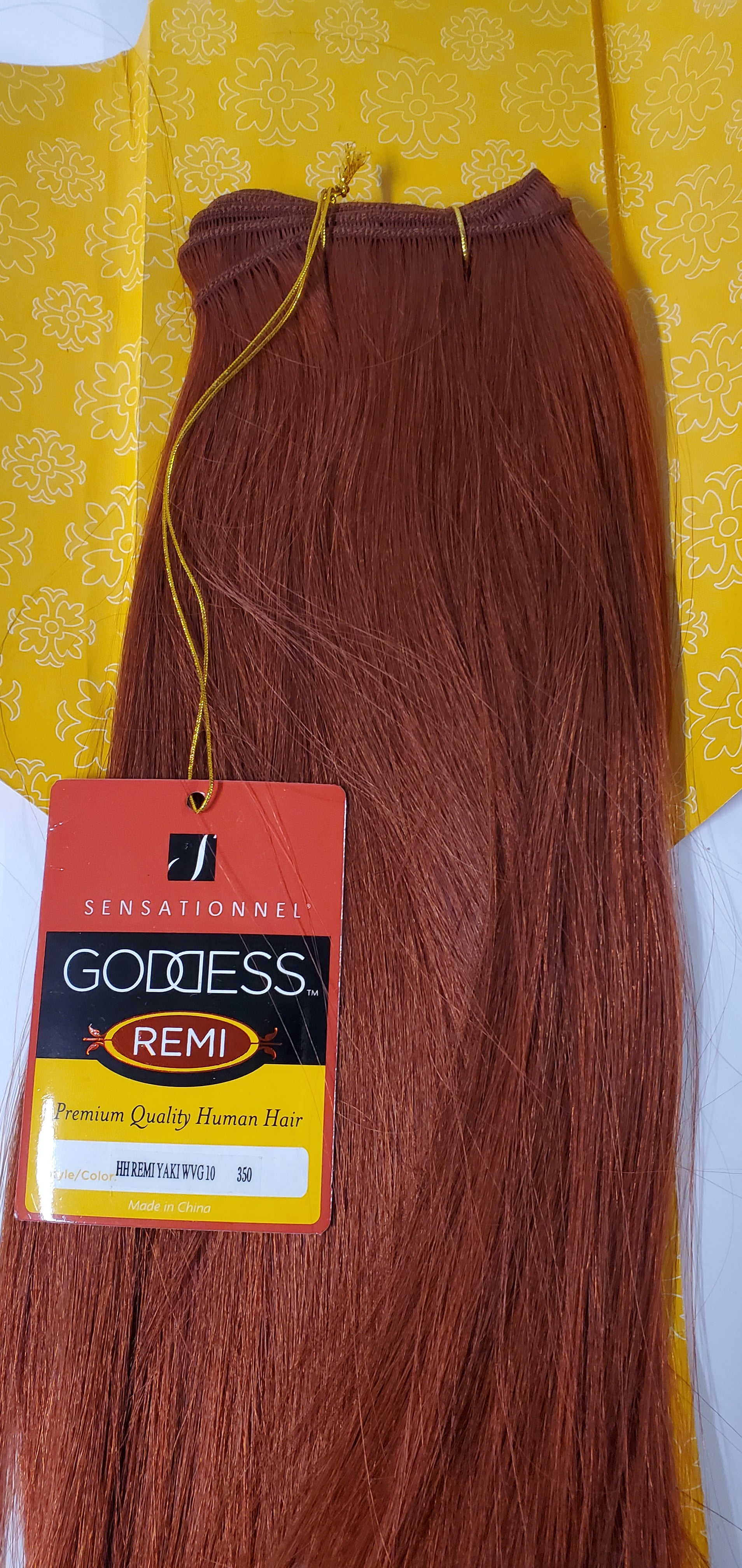 Human hair remi yaki weave; straight sew-in weft; Goddess image 1