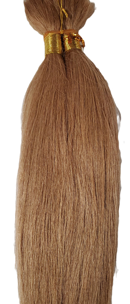Human hair tangle-free New Yaki bulk for braiding; straight image 0
