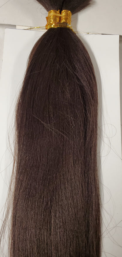 Human hair tangle-free New Yaki bulk for braiding; straight image 1