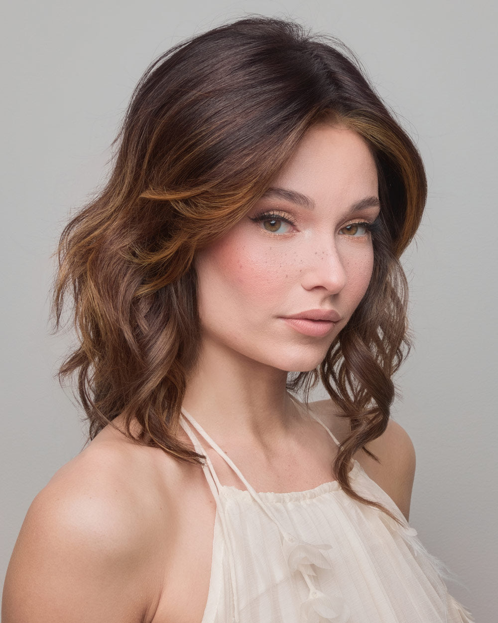 Medium Wavy TP Mono | Lace Front & Monofilament Synthetic Hair Topper by Amore