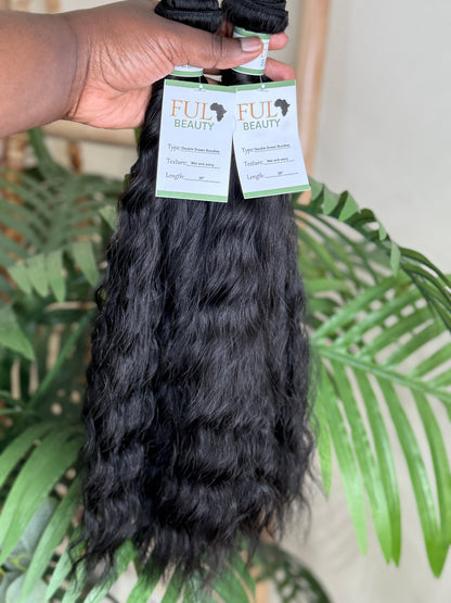 Wet & Wavy wefted human hair bundle for sew-ins - wavy