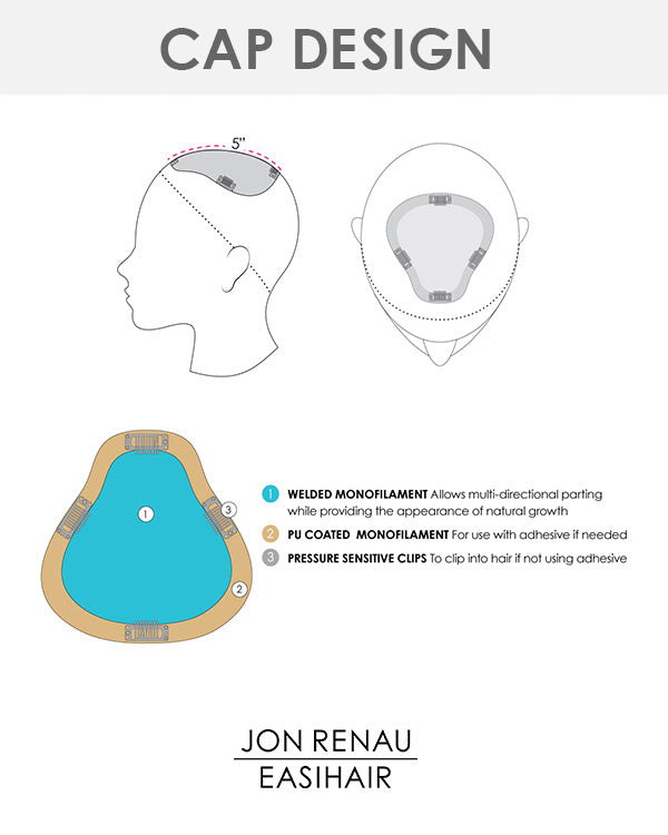 EasiPart HD XL 8 inch | Monofilament Clip-in Crown Volumizer Topper by Jon Renau