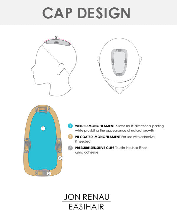EasiPart HD 8 inch (Exclusive) | Monofilament Clip-in Crown Volumizer Topper by Jon Renau