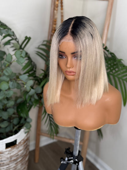 Blonde balayage virgin human hair Bob wig