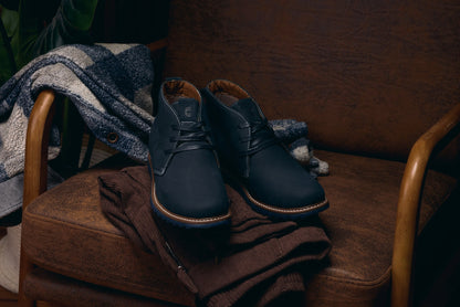 CALTO - J2191 - 2.6 Inches Taller (Ultramarine Blue/Blue Sole) - Nubuck Chukka Boots