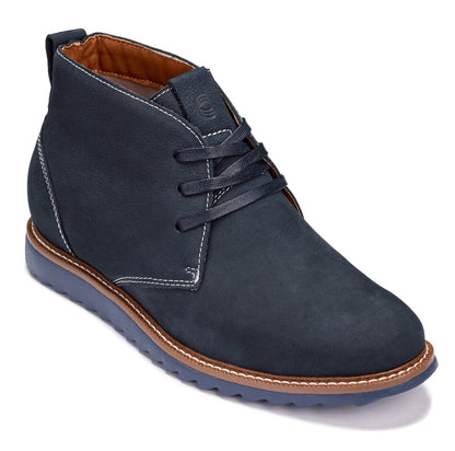 CALTO - J2191 - 2.6 Inches Taller (Ultramarine Blue/Blue Sole) - Nubuck Chukka Boots