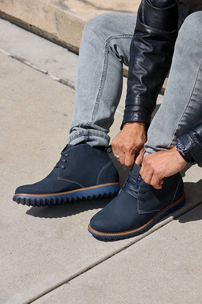 CALTO - J2191 - 2.6 Inches Taller (Ultramarine Blue/Blue Sole) - Nubuck Chukka Boots