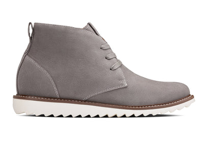 CALTO - J2192 - 2.6 Inches Taller (Grey/White Sole) - Nubuck Chukka Boots