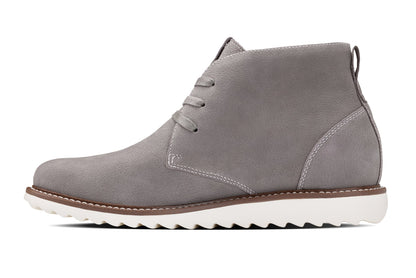 CALTO - J2192 - 2.6 Inches Taller (Grey/White Sole) - Nubuck Chukka Boots