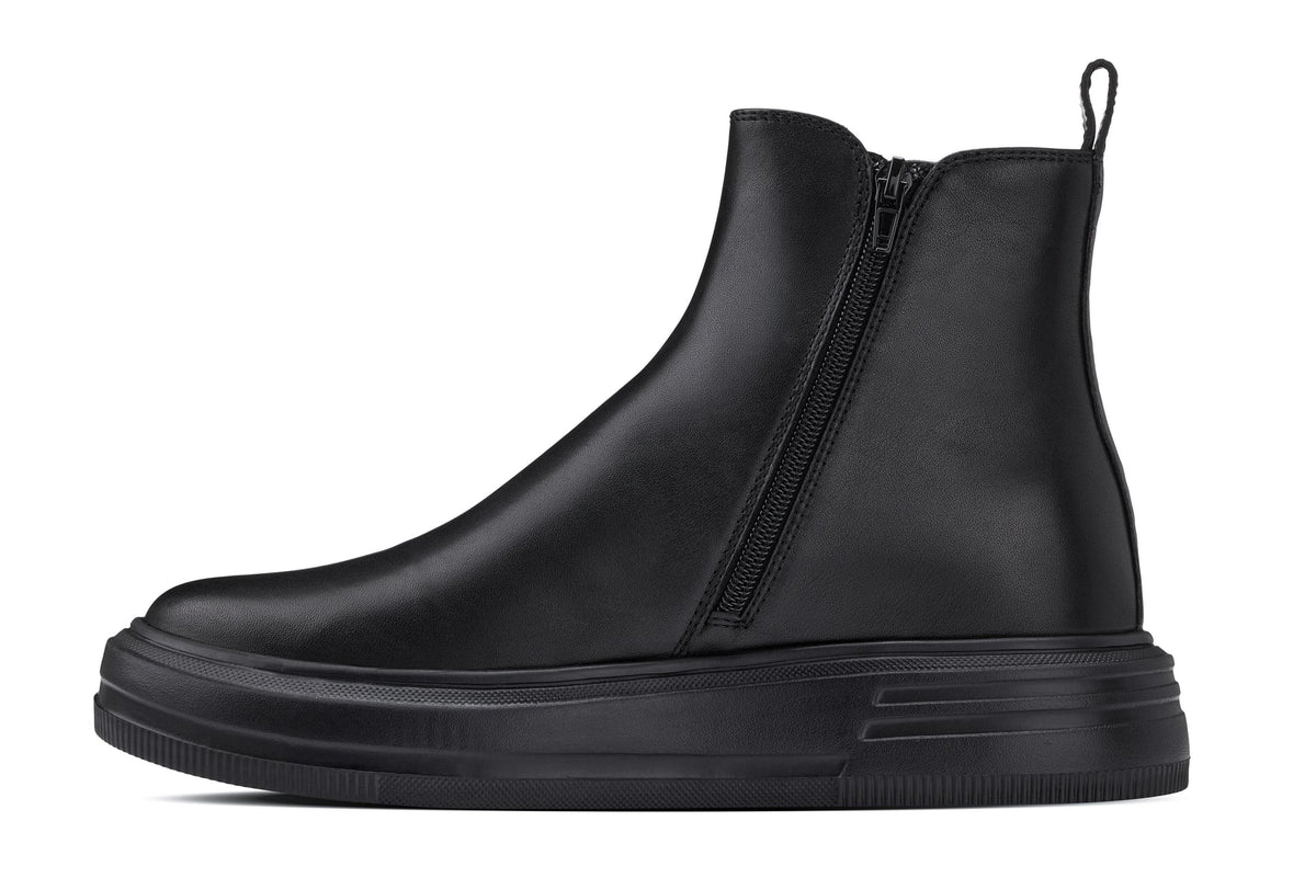 CALTO - J24810 - 3 Inches Taller (Noir) - Lightweight Smooth Nappa Chelsea Zipper Boots