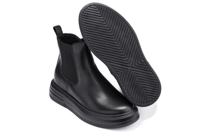CALTO - J24810 - 3 Inches Taller (Noir) - Lightweight Smooth Nappa Chelsea Zipper Boots
