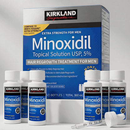Kirkland 5% Minoxidil Liquid Extra Strength Hair Regrowth Treatment with Comb, 5% Topical Solution, 6 Months Supply
