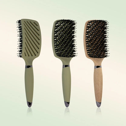 1PC Boar Bristle Detangling Hair Comb Hollow Out Hair Brush Anti-Static Scalp Massage Hairbrush Salon Styling Tools For Gifting