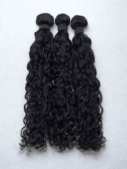 Natural wave wefted human hair bundle - wavy