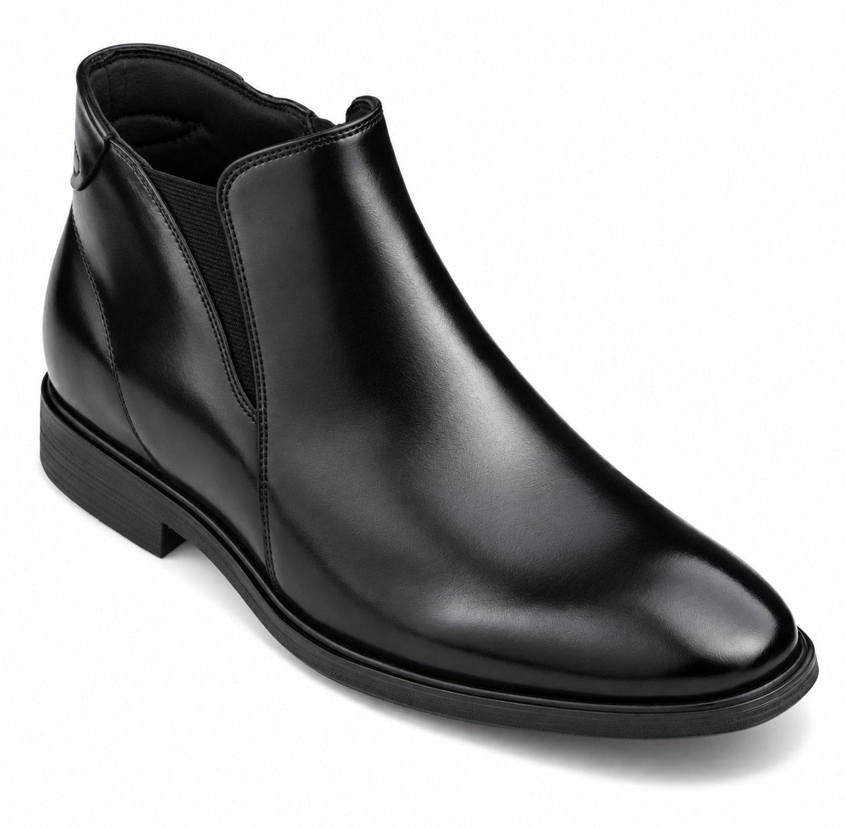 TOTO - W0370 - 2.6 Inches Taller (Black) - Soft Supple Genuine Leather Mid-Top Ankle Zipper Boot