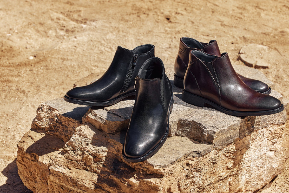 TOTO - W0371 - 2.6 Inches Taller (Rich Espresso Brown) - Soft Supple Genuine Leather Mid-Top Ankle Zipper Boot