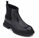 TOTO - W0662 - 3.2 Inches Taller (Black) - Chunky Sole Chelsea High Top Ankle Boot