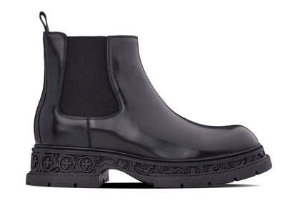 TOTO - W0662 - 3.2 Inches Taller (Black) - Chunky Sole Chelsea High Top Ankle Boot