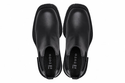 TOTO - W0662 - 3.2 Inches Taller (Black) - Chunky Sole Chelsea High Top Ankle Boot