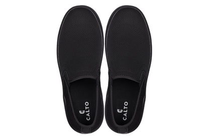CALTO - X2780 - 2.8 Inches Taller (Black/Black Sole) - Lightweight Sneaker Loafers