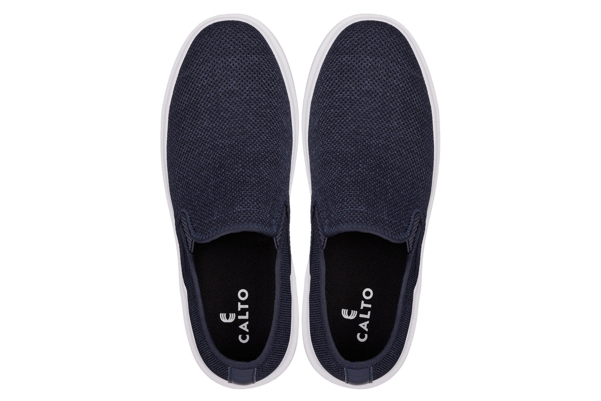 CALTO - X2781 - 2.8 Inches Taller (Navy/Grey Sole) - Lightweight Sneaker Loafers