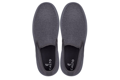 CALTO - X2783 - 2.8 Inches Taller (Charcoal/Grey Sole) - Lightweight Sneaker Loafers