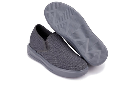 CALTO - X2783 - 2.8 Inches Taller (Charcoal/Grey Sole) - Lightweight Sneaker Loafers