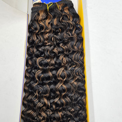 Human hair water wave tangle-free; curly sew-in weft. image 2