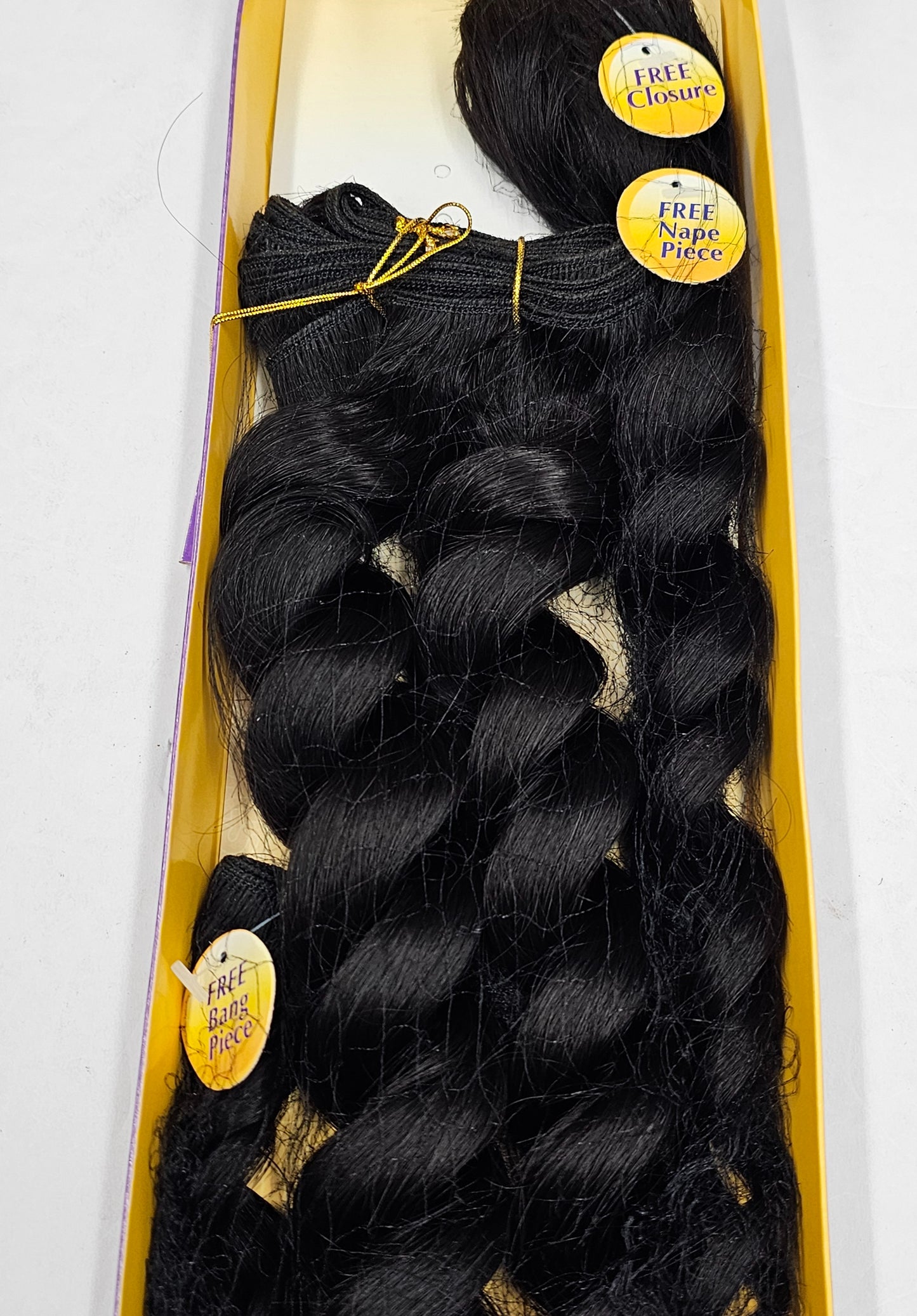Human hair tangle-free french spiral weave; curly sew-in weft with  closure image 4
