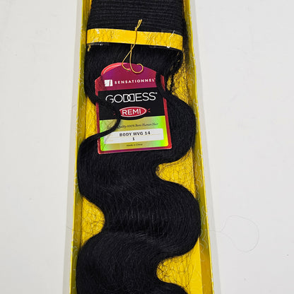 Curly human hair weave tangle-free for sew-in; Goddess remi body wave; wefts image 2