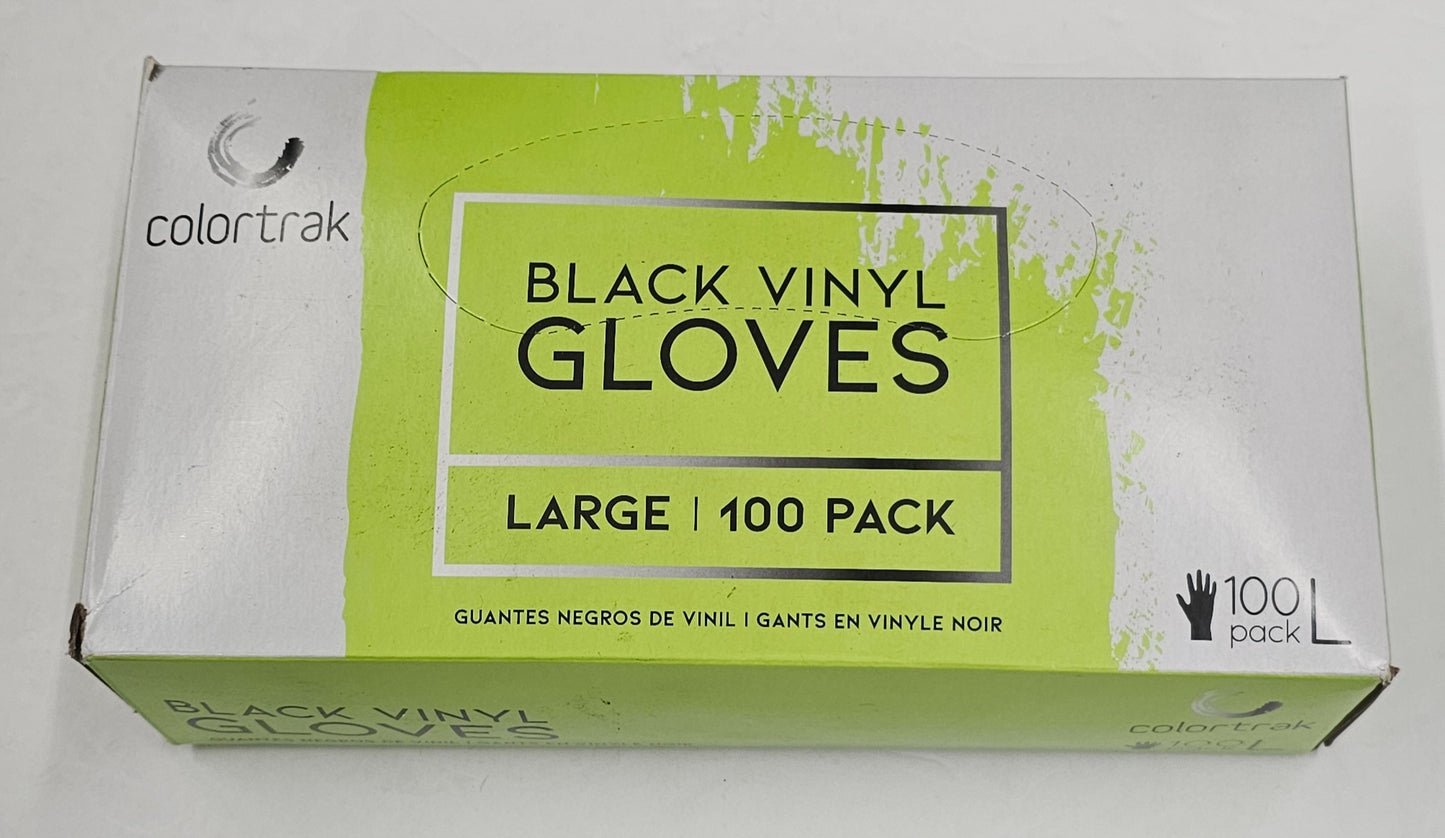 10 packs of Black vinyl gloves by Colortrak; size L; 100 pack image 1