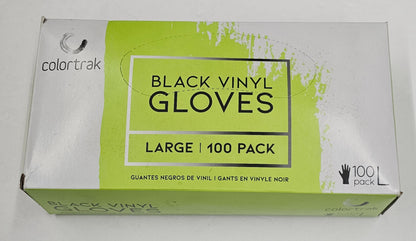 10 packs of Black vinyl gloves by Colortrak; size L; 100 pack image 1
