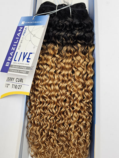 100% human hair weave;live brazilian keratin remi; jerry curl;sensationnel image 0