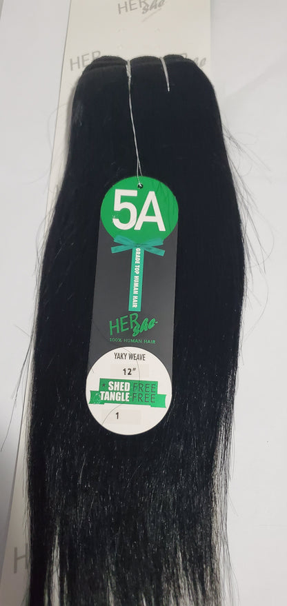 Human hair yaky weave 5A grade yaky weave; shed-free straight sew-in weft. image 2