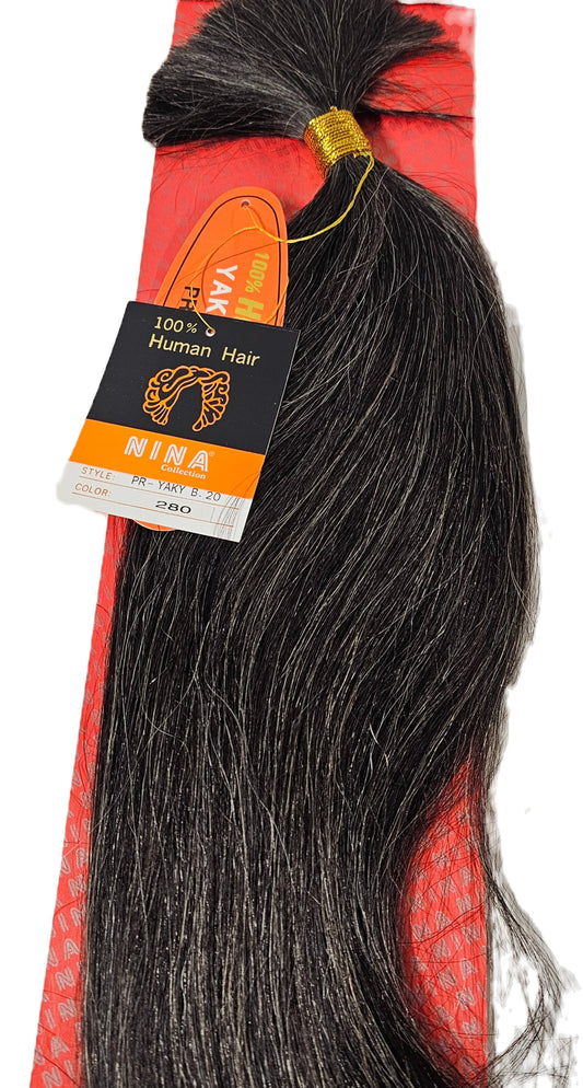 Human hair bulk Yaky touch pre-washed for braiding; straight image 0