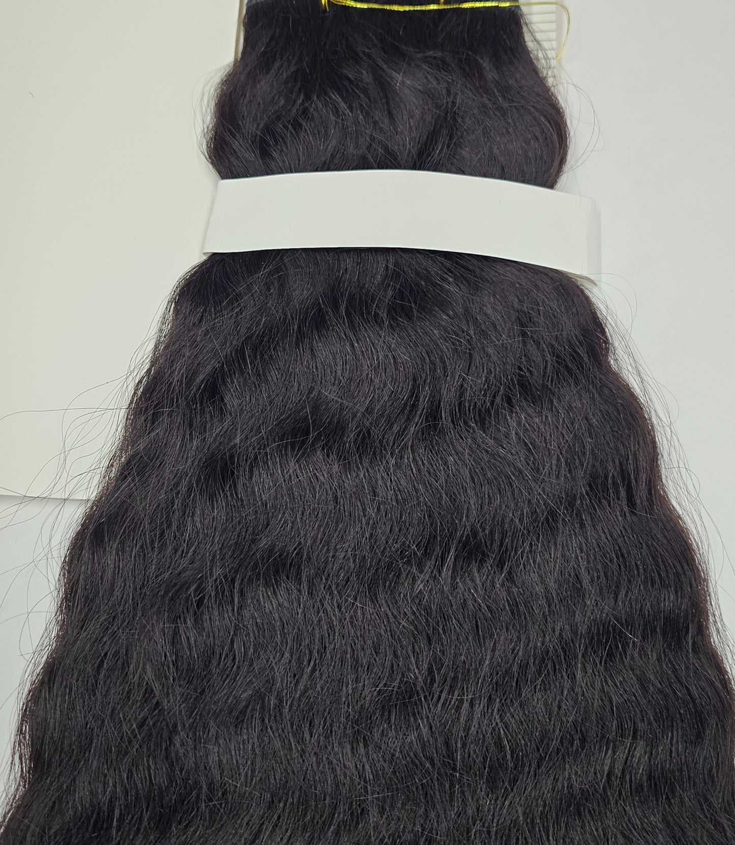 Human hair tangle-free super French weaving; wavy sew-in weft image 4