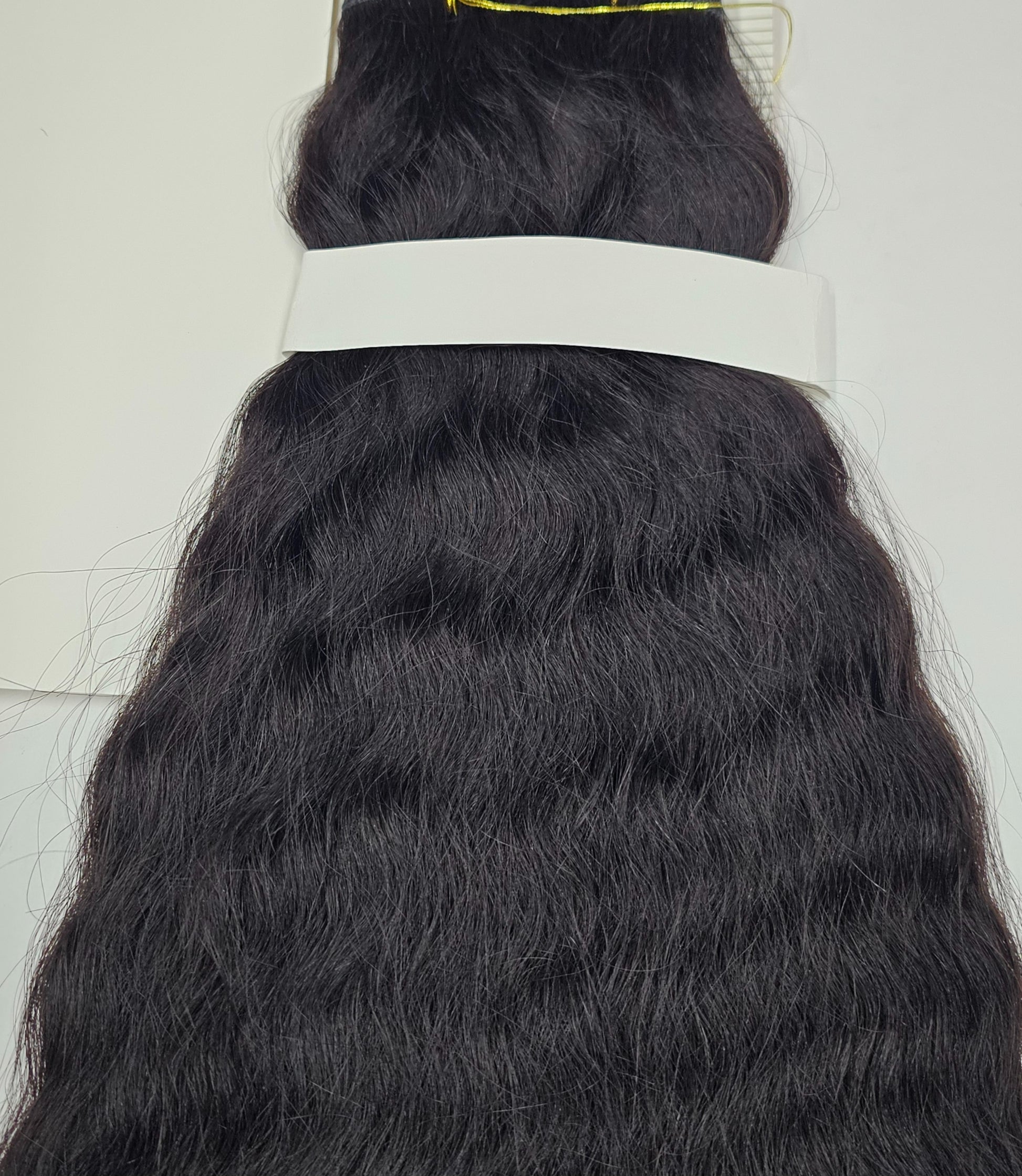Human hair tangle-free super French weaving; wavy sew-in weft image 4