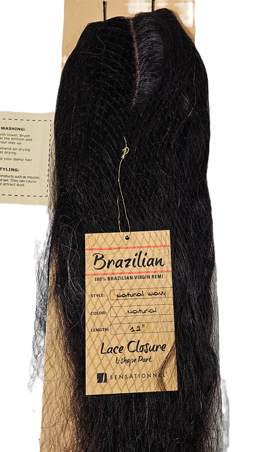 Hand-tied lace closure natural wavy; invisible L-shape image 0