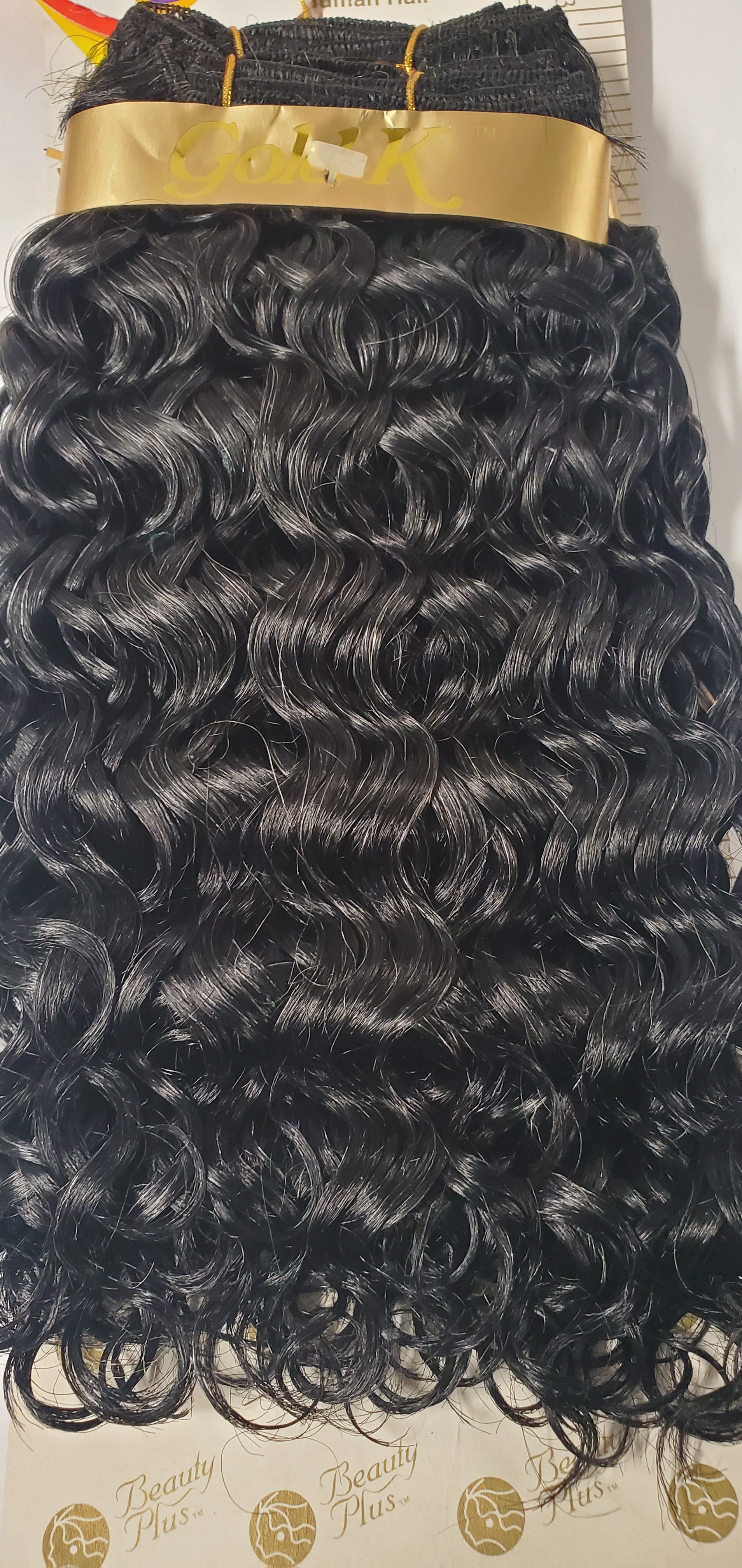 Human hair tangle-free water wave weave; curly sew-in weft. image 1