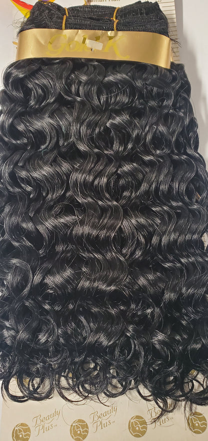 Human hair tangle-free water wave weave; curly sew-in weft. image 1