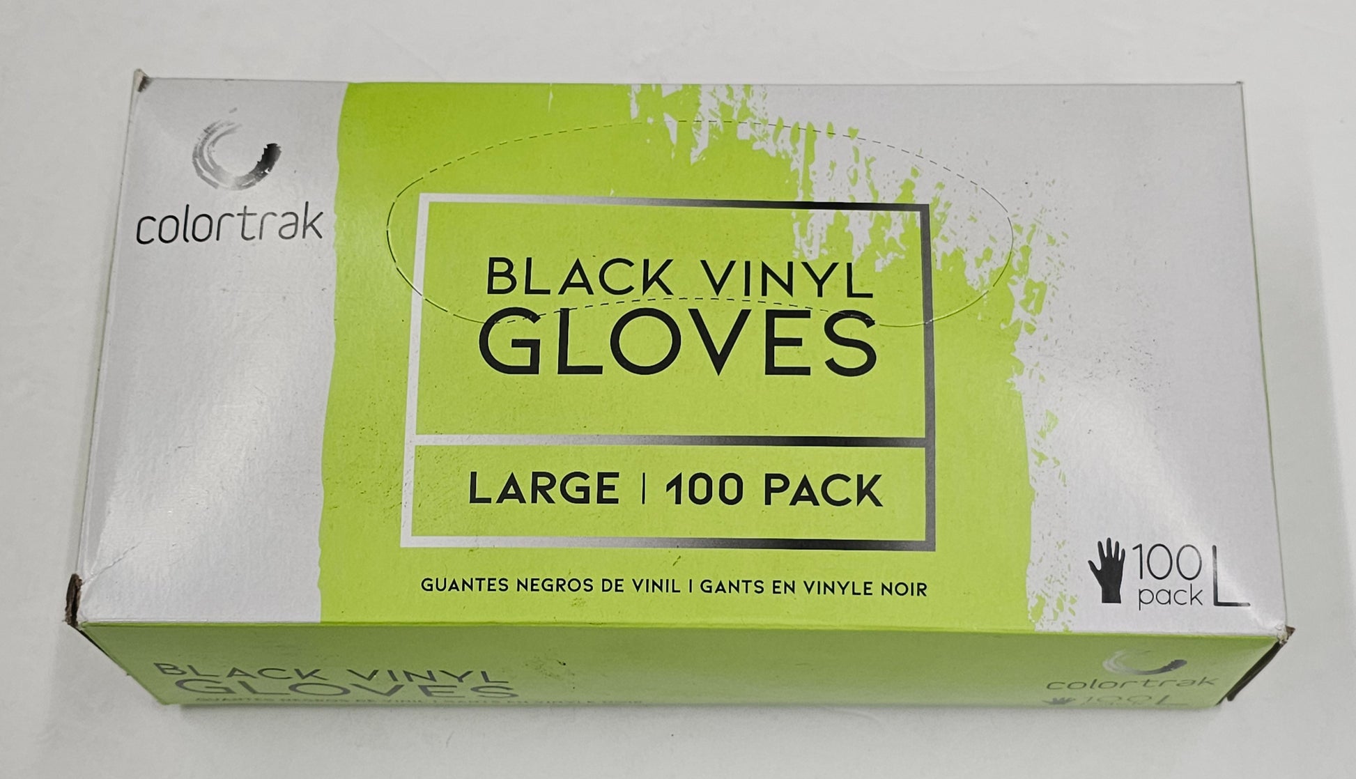 10 packs of Black vinyl gloves by Colortrak; size L; 100 pack image 0