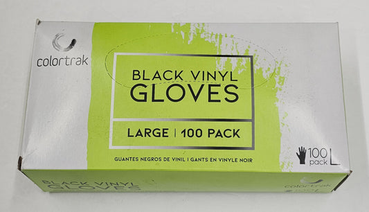 10 packs of Black vinyl gloves by Colortrak; size L; 100 pack image 0