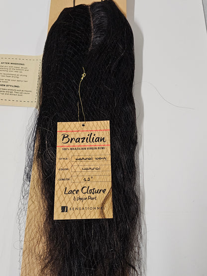 Hand-tied lace closure natural wavy; invisible L-shape image 1
