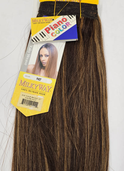 Human hair weave yaky straight for sew-in, wefts, mixed colors image 0