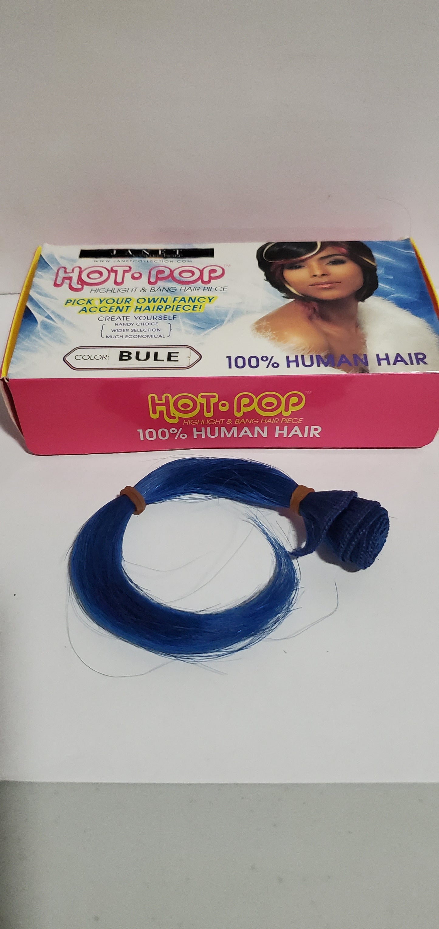 Human hair weaving highlight 12pcs + bang hair piece; Blue 6- 8 inch image 0