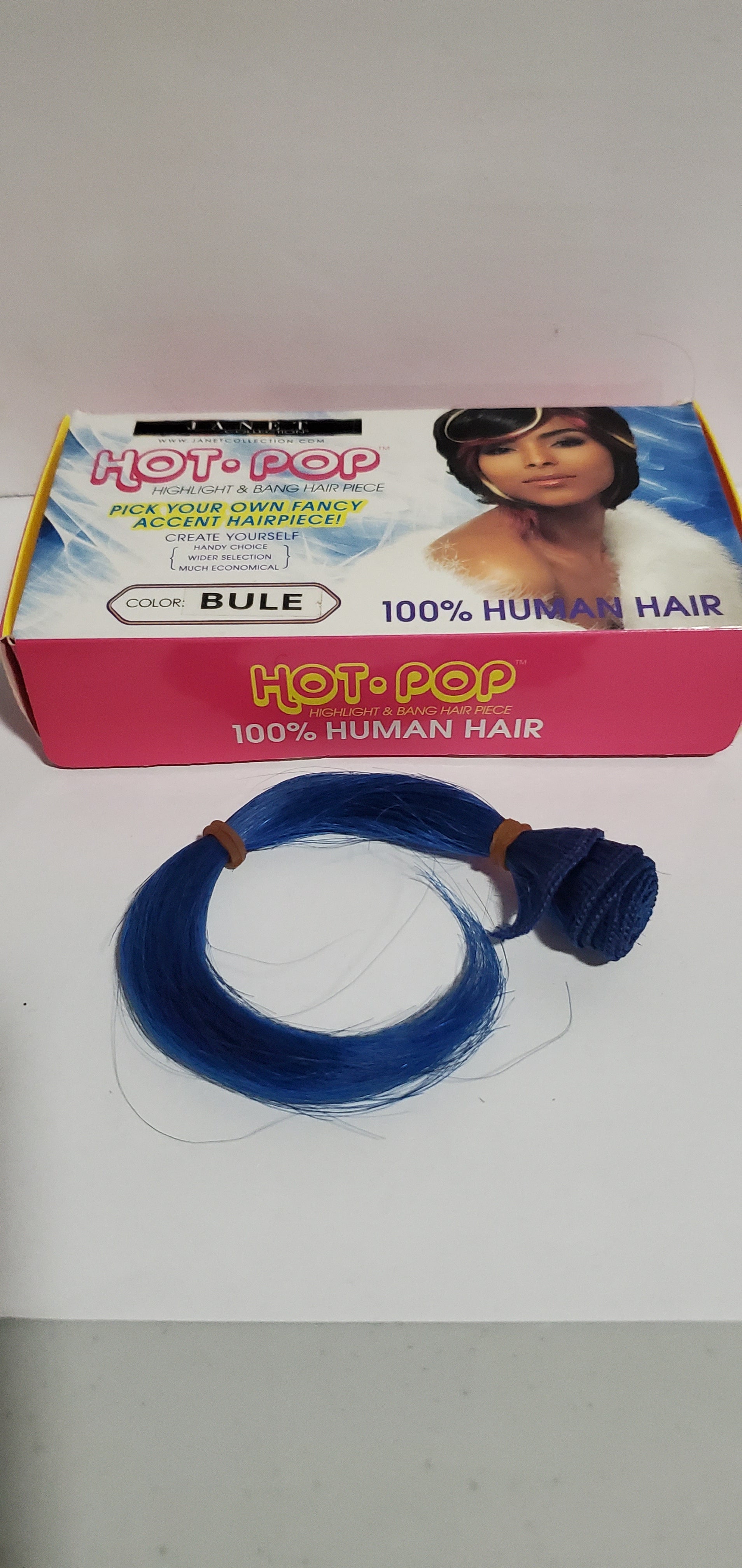Human hair weaving highlight 12pcs + bang hair piece; Blue 6- 8 inch image 0