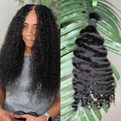Burmese human hair bulk for braids styling - curly