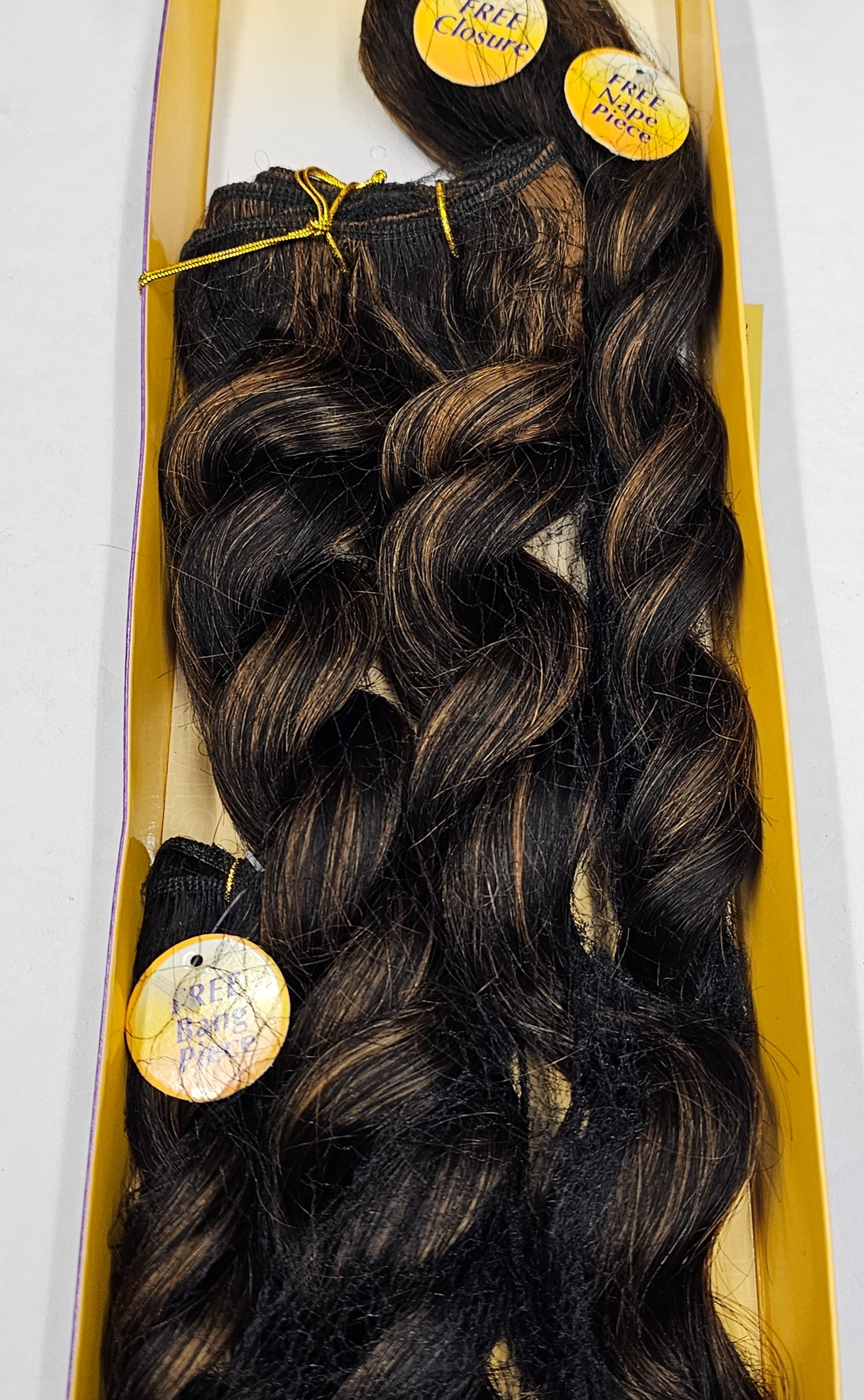 Human hair tangle-free french spiral weave; curly sew-in weft with  closure image 5