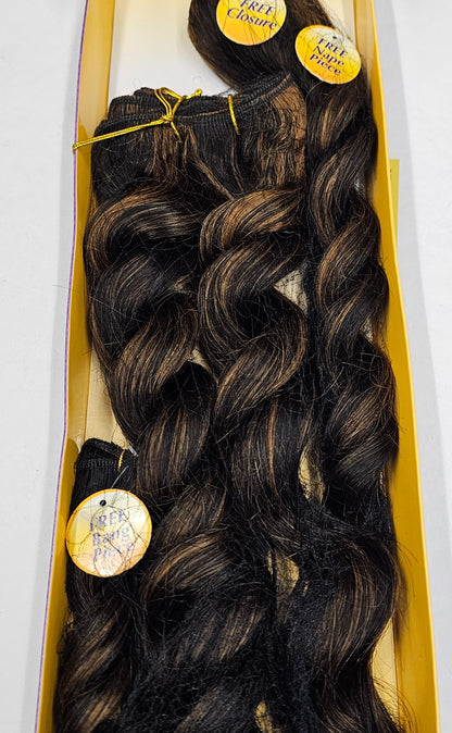 Human hair tangle-free french spiral weave; curly sew-in weft with  closure image 5