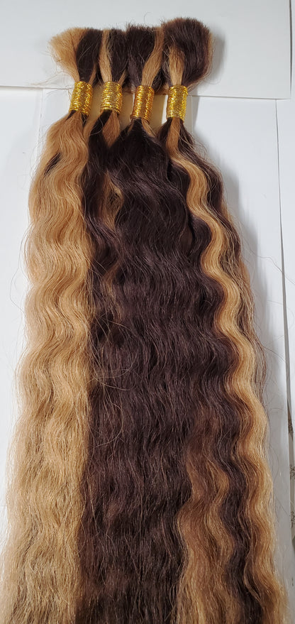 Wet and wavy human hair tangle-free super bulkfor braiding; mixed colors image 6